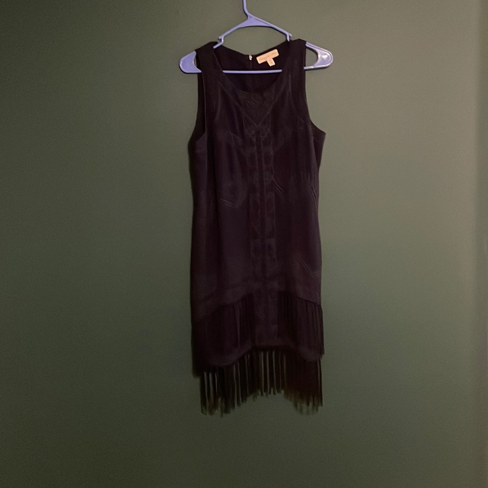 Staring at stars Navy blue fringe cocktail dress